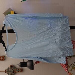 NWOT VS PINK super soft oversized baby blue long sleeve shirt with v back